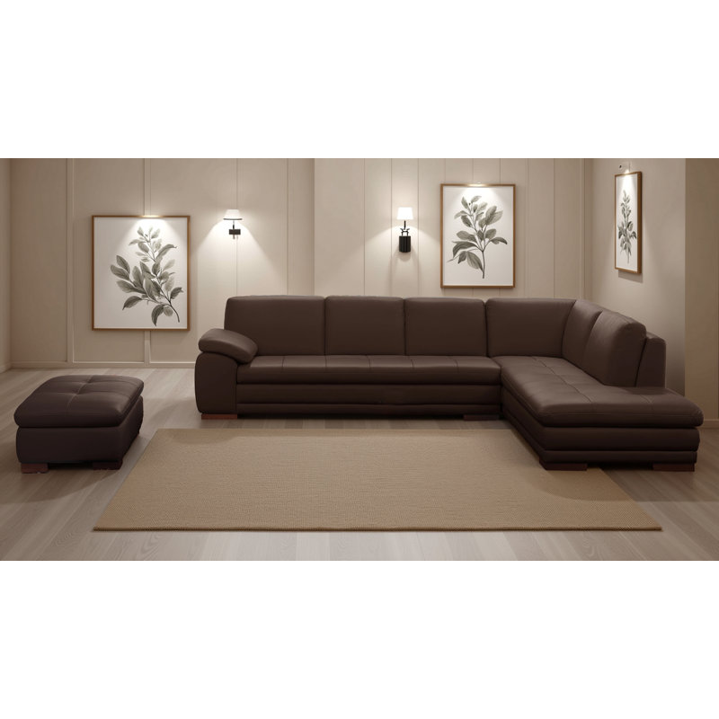 Canapé modulaire 3 pièces Nottingham, Cuir brun