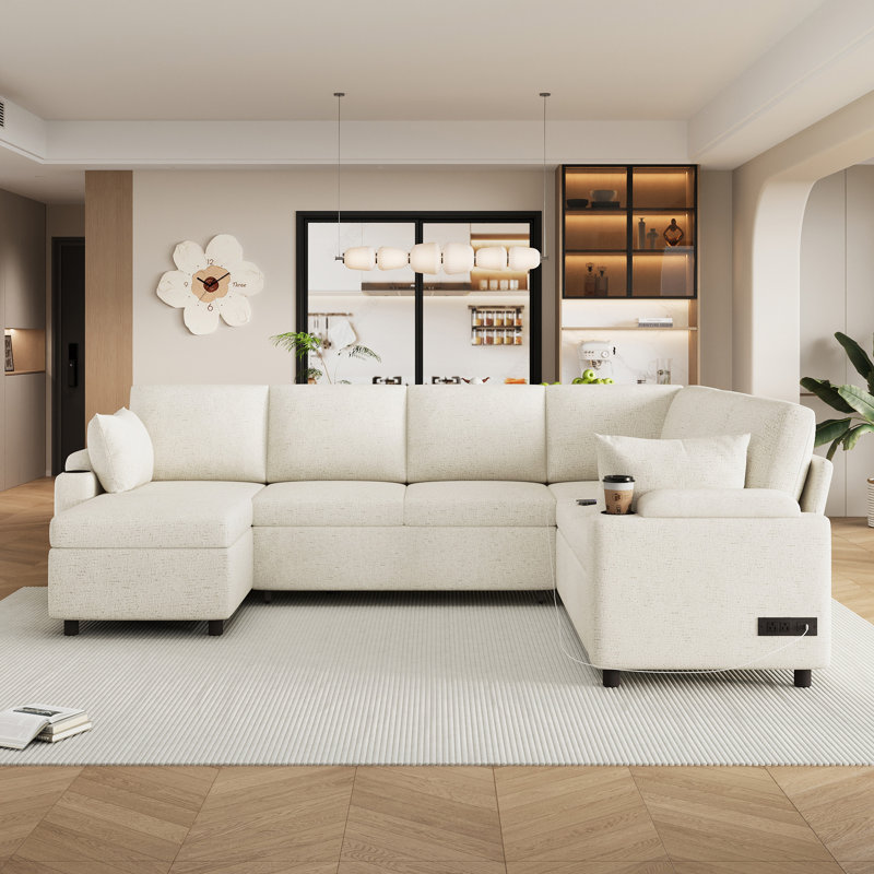 Canapé-lit modulaire polyvalent avec canapé-lit 109,9 po, Beige