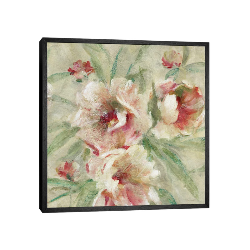 Peony Garden II by Carol Robinson - Painting on Canvas, Black Framed, 45.72 cm H x 45.72 cm W