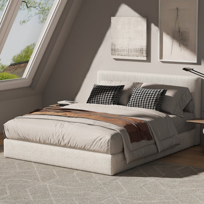 Boucle Bed Frame With Headboard