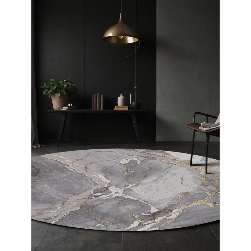 Machine Washable Beige Area Rug, Round 3'