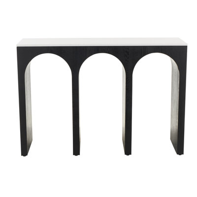 Vesel Cole And Grey Wood Art Deco Arched Cutout Console Table With White Marble Tabletop by Hokku Designs