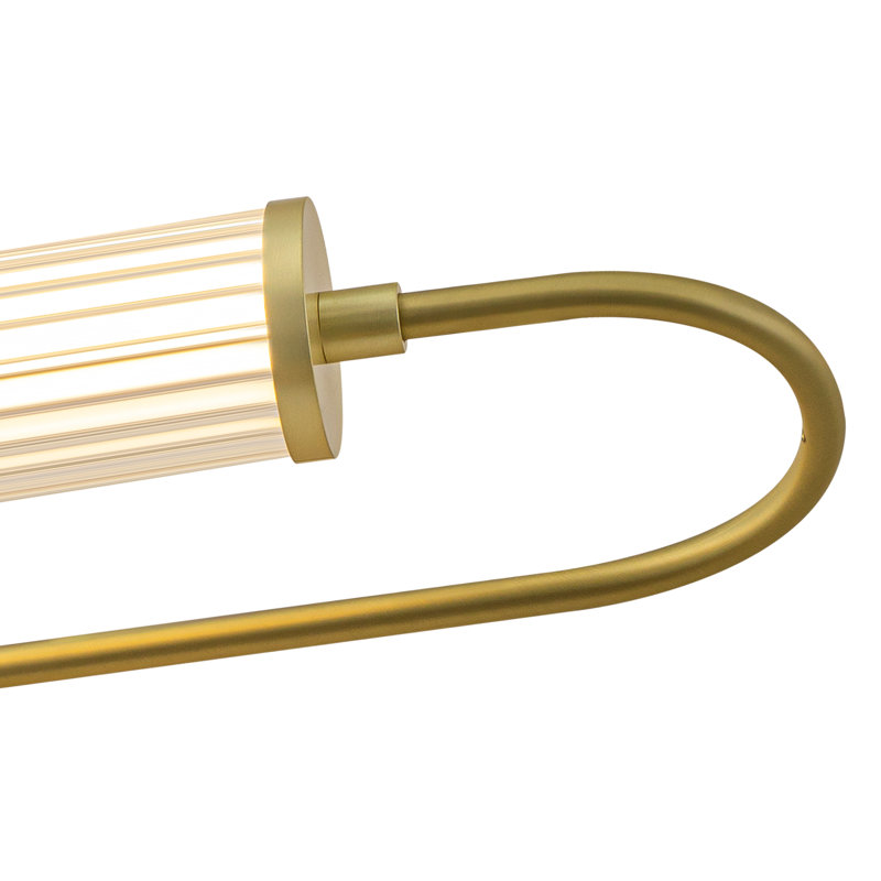Applique murale moderne 24 po à bras doré avec abat-jour en acrylique transparent nervuré, lumière chaude à DEL réglable 3 000 K 3 000 W, fixation murale réversible pour miroir de meuble-lavabo