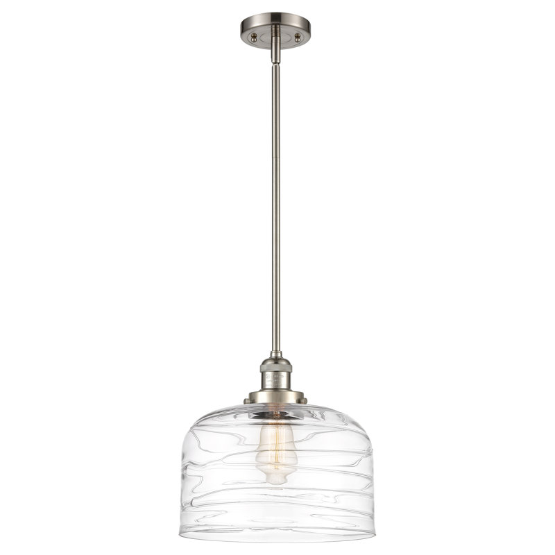 Celaya 1 - Light Dome Pendant, 13" H x 12"W x 12"D, Brushed Satin Nickel, Glass