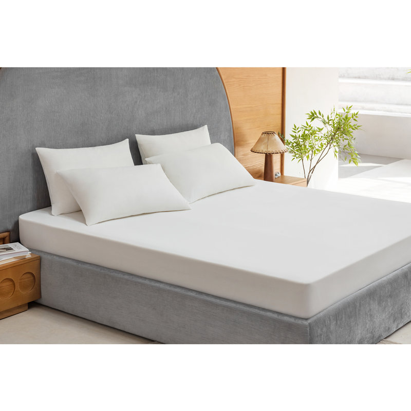 Ensemble de draps 4 pièces REST Everco®, Ensemble de draps pour très grand lit avec 2 taie, Blanc arctique