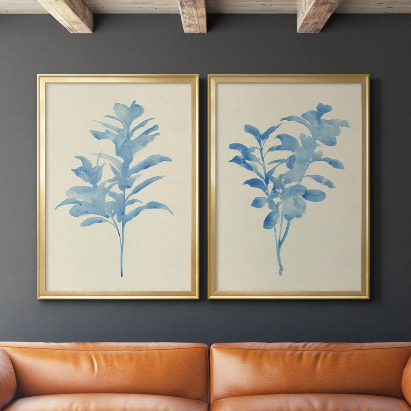 Verditer Fig I - ensemble de 2 reproductions d'art sur toile encadrées, Or, H 41,25 po x l 61 po x P 1,25 po