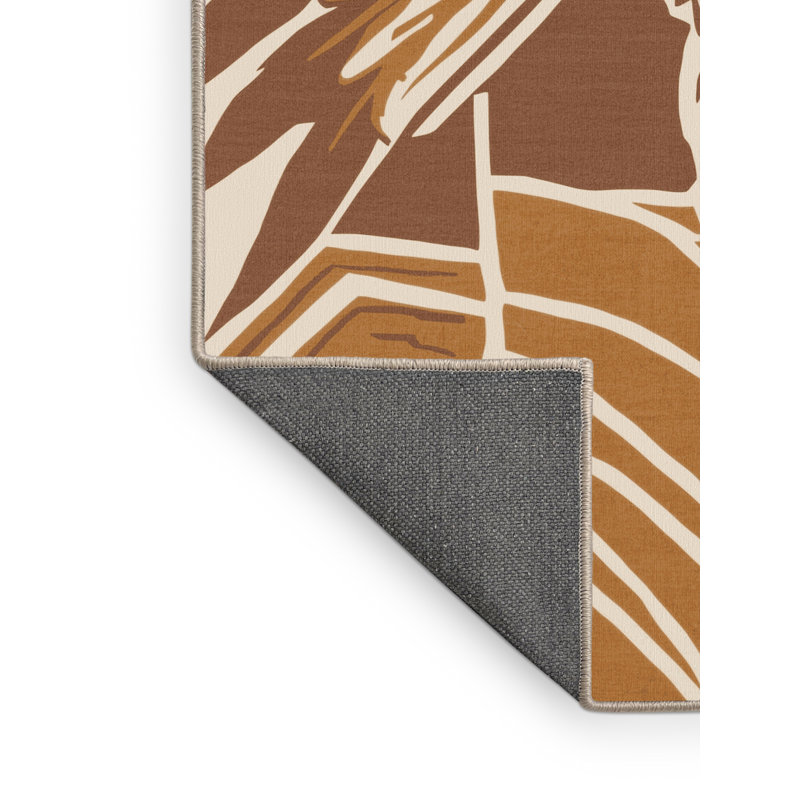 Soft Plush Dunton Sioux Warrior Global Inspired Block Print Area Rug in Beige – Beige Binding, 5x8