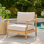 Chaise longue de patio en bois d'acacia avec coussins amovibles Silas