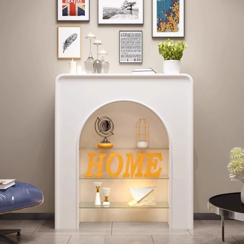 French-style glass fireplace cabinet, 43.31" H x 39.37" W x 7.87" D