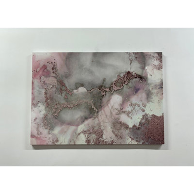 Stunning Pink And Gray Marble Abstract Modern Canvas Art Featuring Alcohol Ink Techniques For A Unique Artistic Look