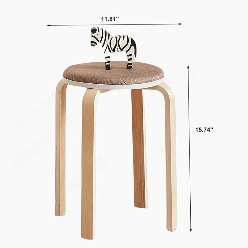 Set of 4 Stackable Stools, Stackable Bentwood Stools, Round Backless Chairs for Dining Room, Kitchen, Classroom, Brown