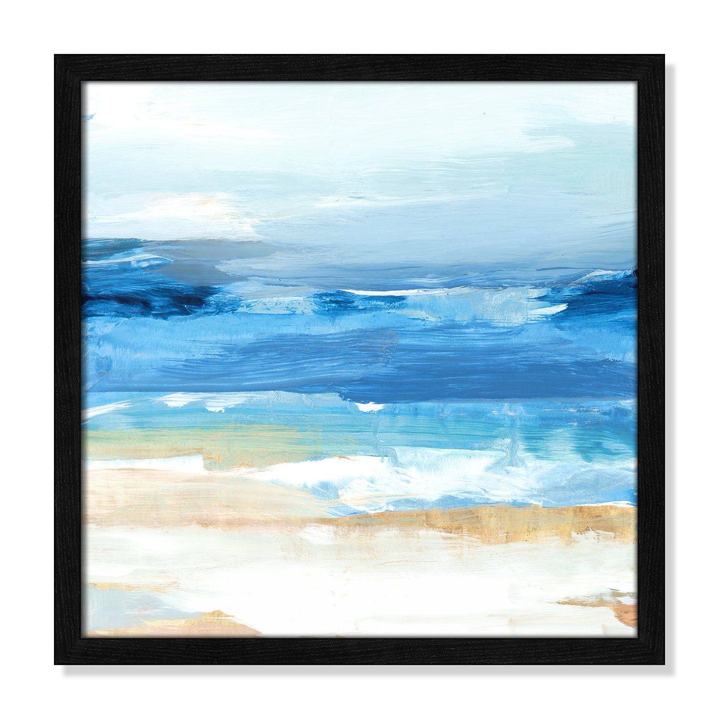 Surface Waves - Picture Frame Painting Print, 17" H x 17" W x 0.75" D, Black Framed