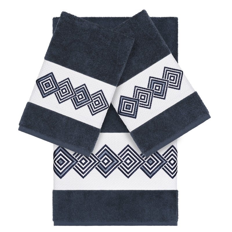 Noah 3 Piece Turkish Cotton Towel Set, Midnight Blue