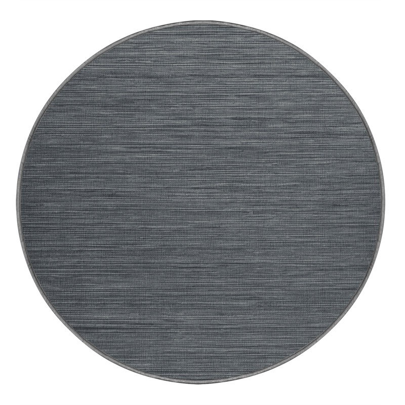 Machine Washable Solid Gray Area Rug, Round 7'