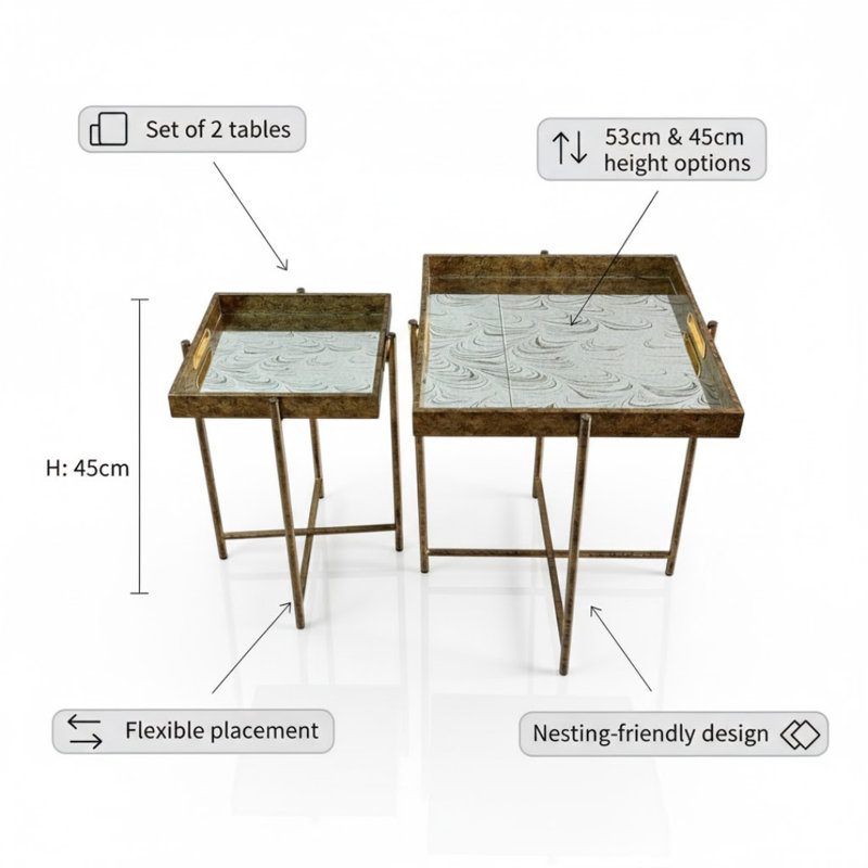 Beenu Tray Top Side Table Set