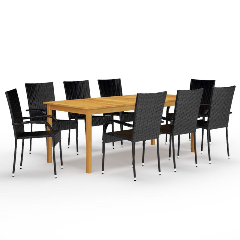 Ensemble repas pour 8 personnes Khandice, Noir
