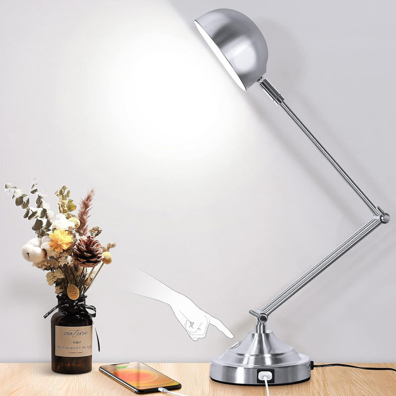 Ibtisaam Adjustable Metal Desk Lamp, Silver