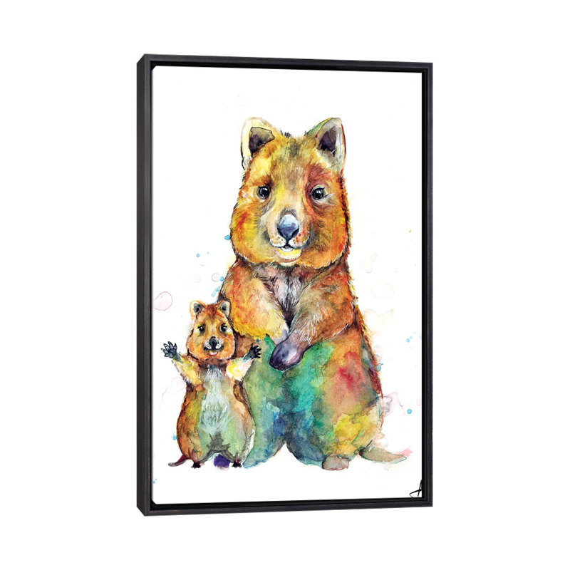Art encadré pour enfants Qwazy Quokkas, H 40 po x l 26 po x P 1,5 po, Toile avec cadre noir patiné