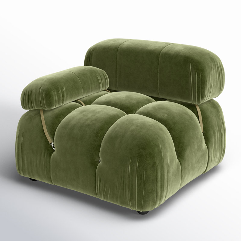 Saliah 36" W Lounge Chair, Olive Green Velvet
