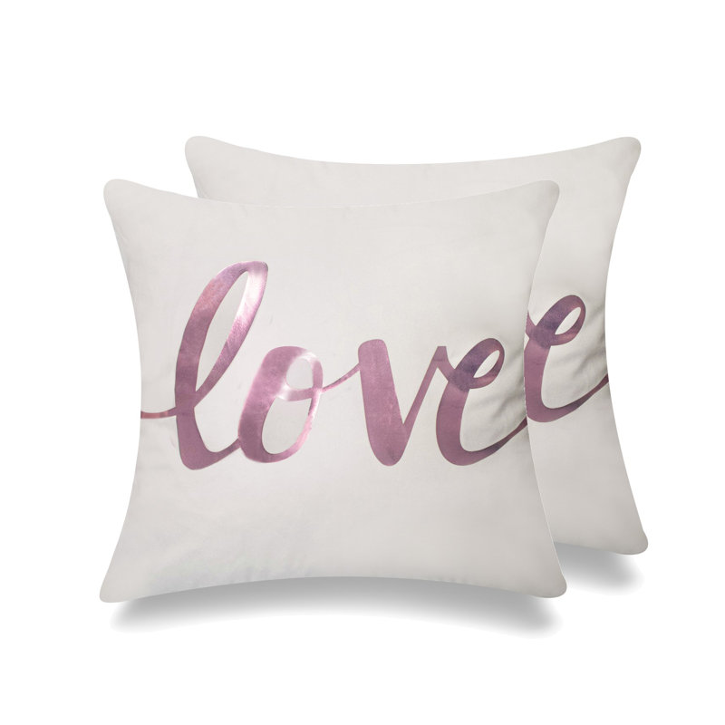Housse et insert de coussin carré Love, Coussin avec insert en polyester