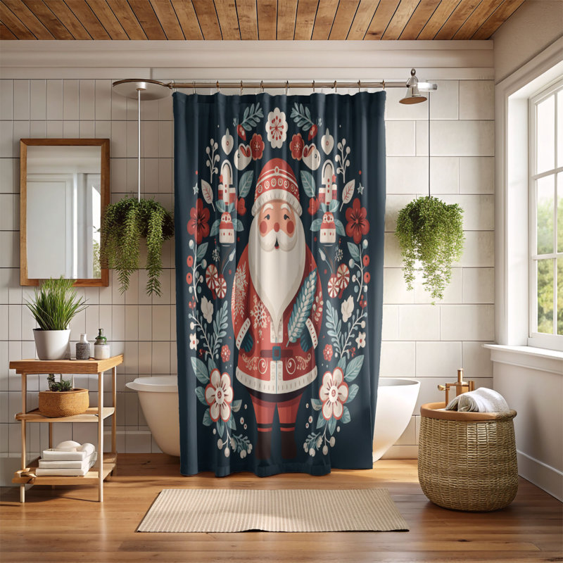 Rideau de douche 1 pièce scandinave Yuletide, H 74 po x l 71 po