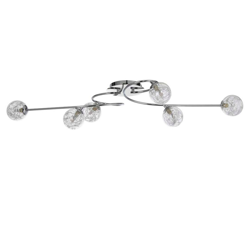 Glass Flush Mount, 6 Lights, 23" H x113" W x 36" D