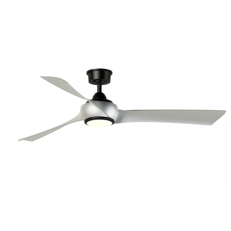 Wrap Custom 60 inch Indoor/Outdoor Ceiling Fan with LED CCT Select Light Kit - Black with Brushed Nickel blades, Black