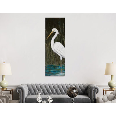 White Egret 1 Piece Wrapped Canvas Panoramic Wall Art