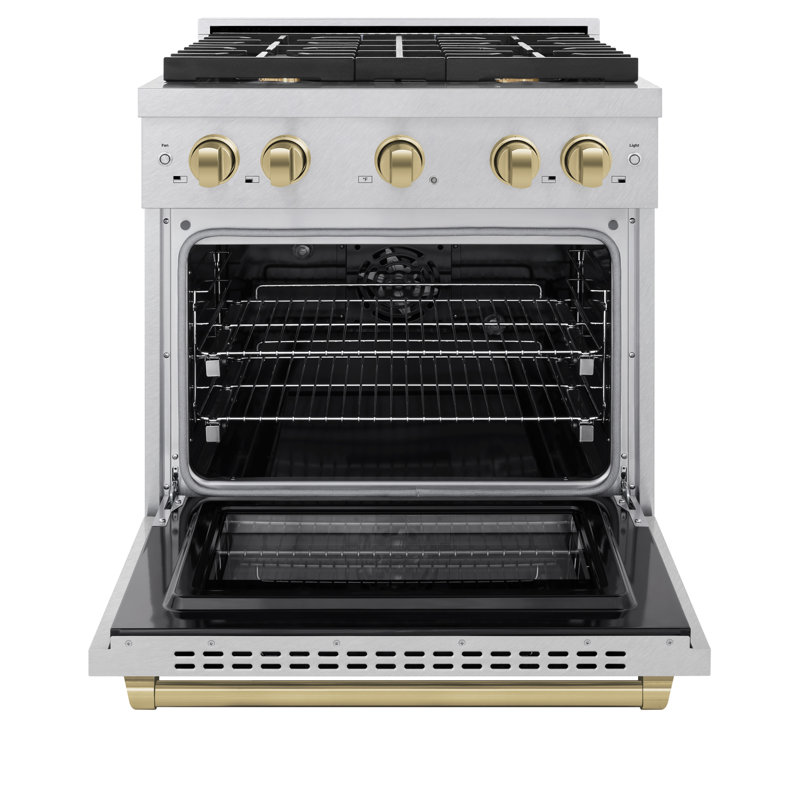 ZLINE Autograph 30" Paramount Dual Fuel DuraSnow® Range w/ 4 Burners & Bronze Accents (SDRSZ-30-CB)