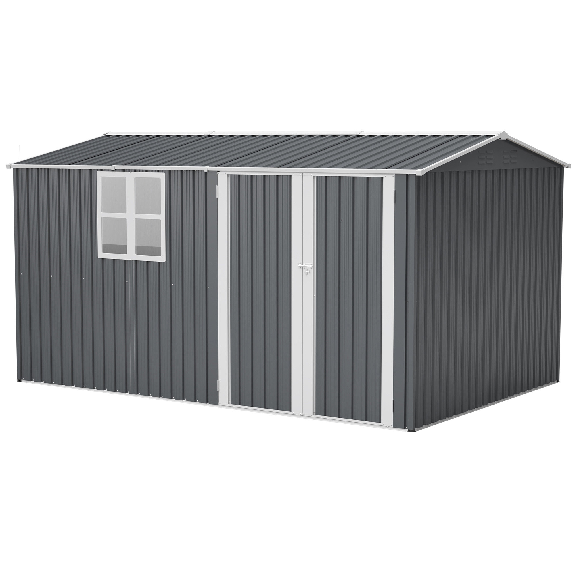LOONGFIELD 8X12 Ft Storage Shed Outdoor, XL Heavy-Duty Steel Building ...