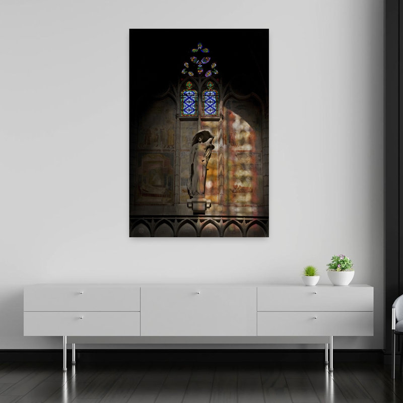 Statue In St Nazaire Cathedral Bezier Languedoc-Roussillon France by George Munday - Wrapped Canvas Print