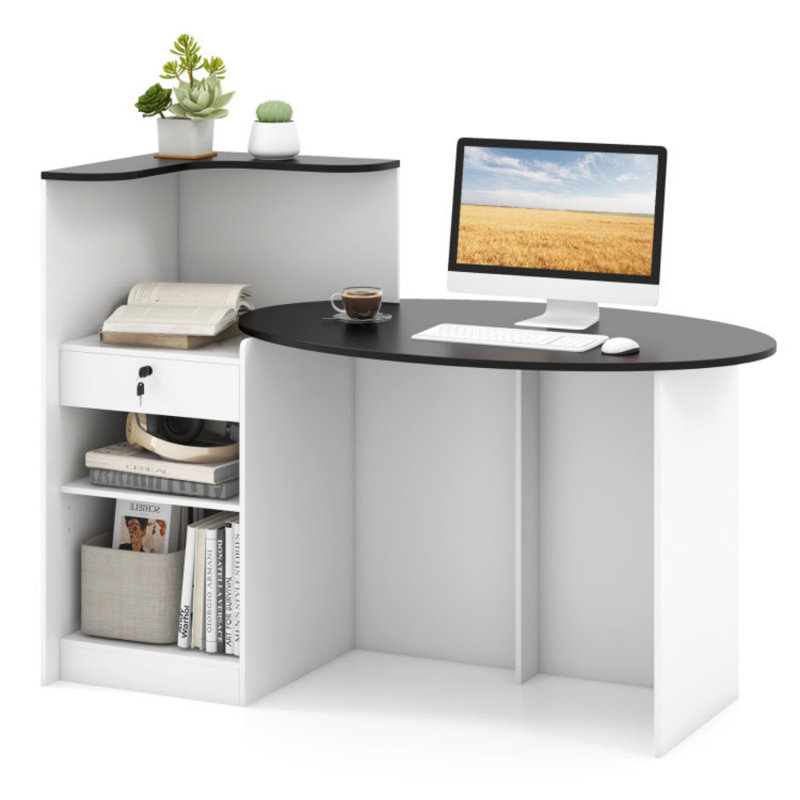 Bureau de réception moderne avec comptoir ovale, Noir / gris