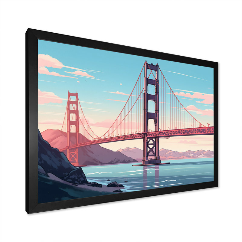 «Golden Gate Bridge San Francisco I», reproduction sur toile, Cadre photo noir, H 30 po x l 40 po x P 1,5 po