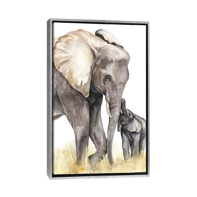 Décoration murale éléphant, H 60 po x l 40po x P 1,5 po, Toile encadrée argentée