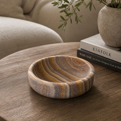 Amphora - Rainbow Sandstone Decorative Bowl | Centerpiece Accent