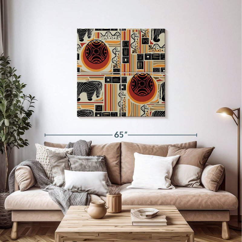 Motif africain, H 38 po x l 38 po
