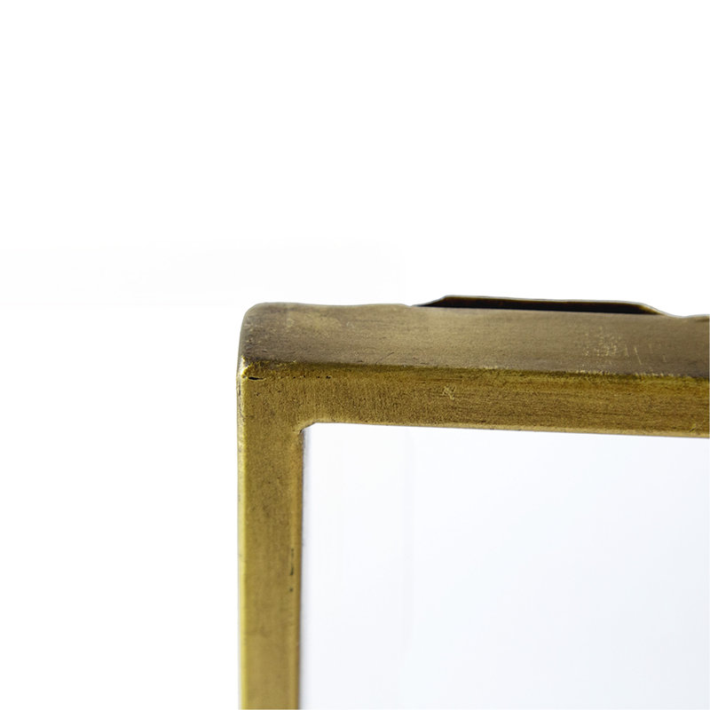 Contemporary Bathroom Mirror With Gold Metal Frame And Abstract Design