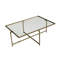 Table basse moderne avec plateau 100% verre trempé, pieds en métal doré, 37,0 x 13,8 x 25,2 pouces | Peinture électrostatique séchée au four, résistante au ternissement | Design glamour pour la décoration de salon contemporain-1671888874