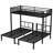 Twin over Twin & Twin Bunk Beds for 3, Twin XL over Twin & Twin Bunk Bed Metal Triple Bunk Bed, Black-515216603