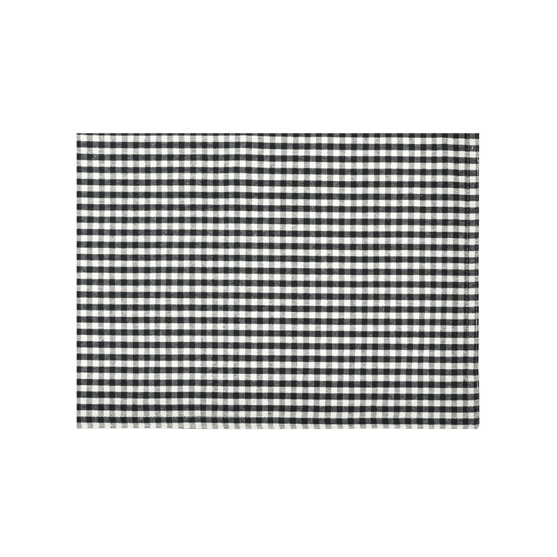 Black and Off-White Gingham Check Cotton Blend Placemats Set of 4
