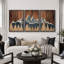 «Western Wood Effect Landscape», œuvre d'art de la forêt de montagne abstraite brune, images murales de cabane de ferme rustique, ensemble de 3 impressions sur toile encadrées-87369856-87369854