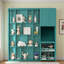 Lit escamotable simple avec bureau roulant, armoire de rangement et bibliothèque-1074011035
