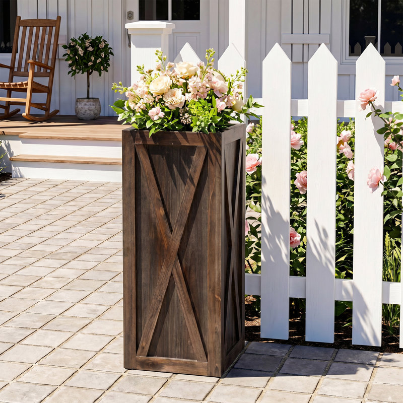 Boîte à fleurs en bois résistante aux intempéries 24 po H, 1