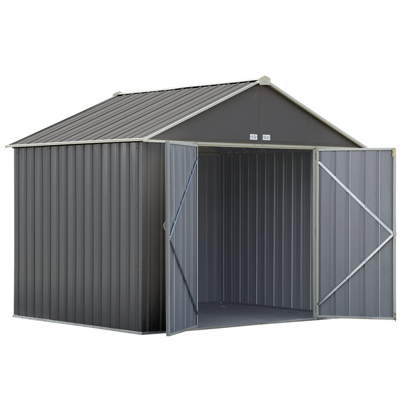 Remise de rangement en acier avec pignon très haut galvanisé de 10 x 8 pi EZEE Shed, Gris anthracite / Crème