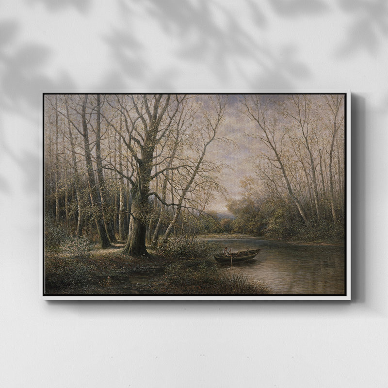 Paysage rétro - CDLII, Toile encadrée flottée blanche, H 17 po x l 25 po x P 2 po