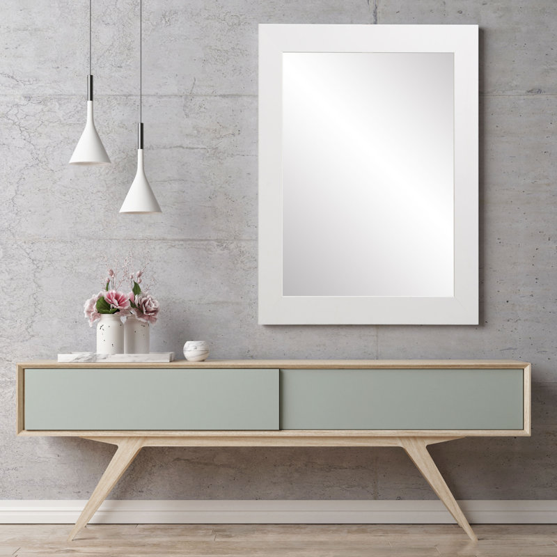 Miroir mural Hyler, 32 po x 22 po, Blanc mat