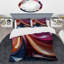 Mauve et bleu fractal Wave IV - Ensemble de housse de couette fractale abstraite-101242563