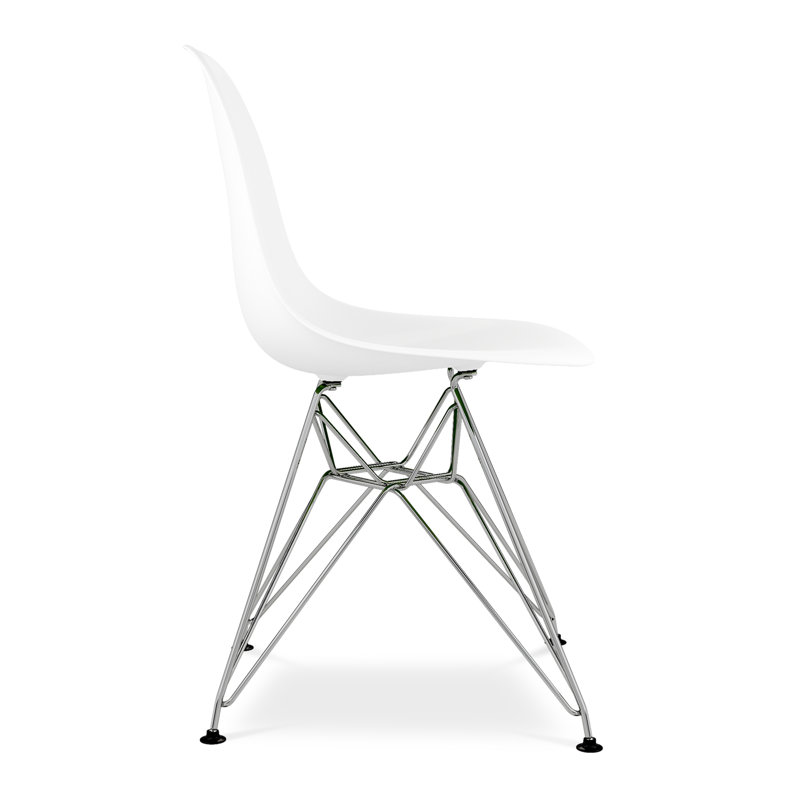 White Acrylic and Chrome Steel Modern Dining Chair Set