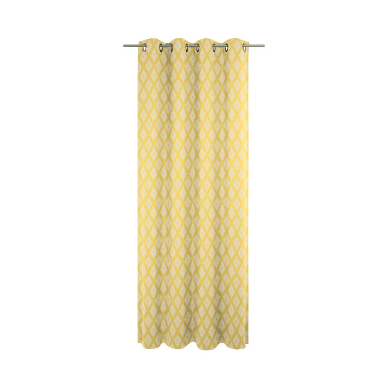 Esteban Eyelet Opaque Single Curtain, 175cm H x 145cm W, Light yellow