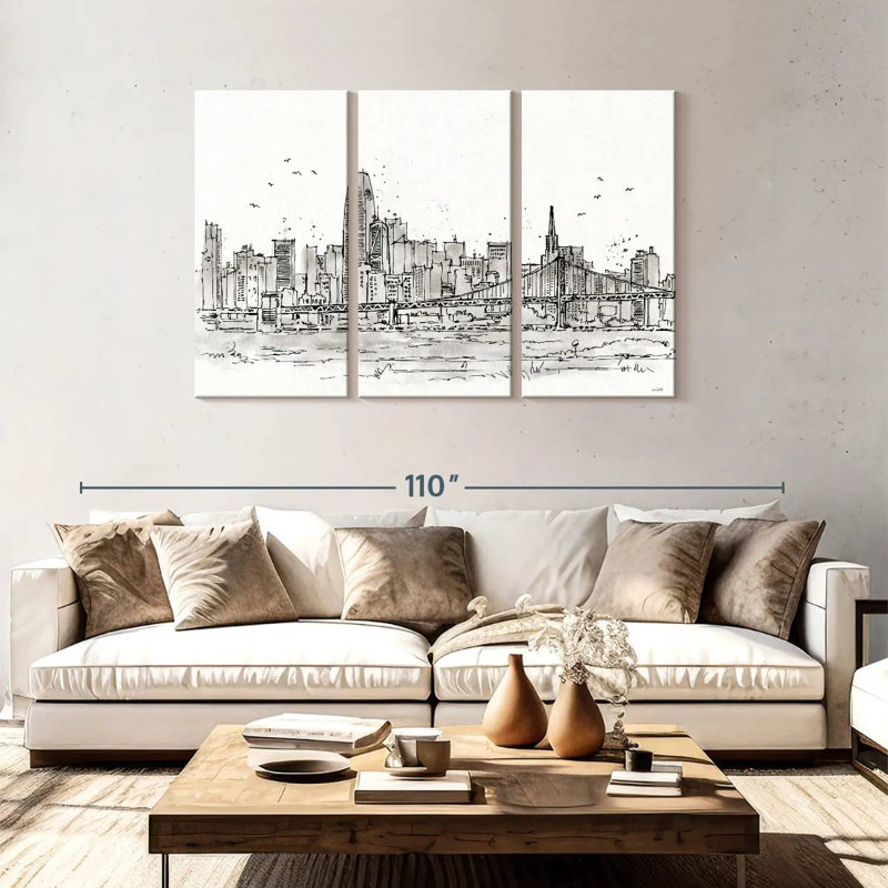 Sirci Skyline Sketches IV sans mots - fleurs, H 48 po x l 74 po